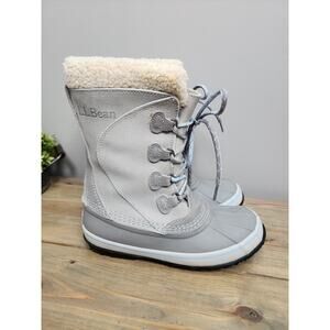 Women’s L.L. Bean Duck boots Gray Blue Insulated Snow size 6M 284882